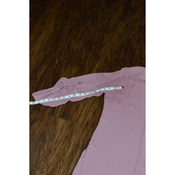 BKE Women's Sheer Mauve Pink Purple Button Up Shirt Size Large Long Dress READ - Picture 4 of 5